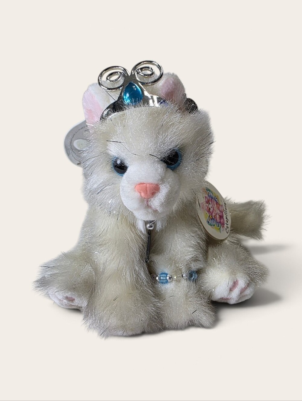 Vintage Catapillers Plush White Cat Toy with Pink Nose and Blue Eyes NWT - Picture 2 of 16